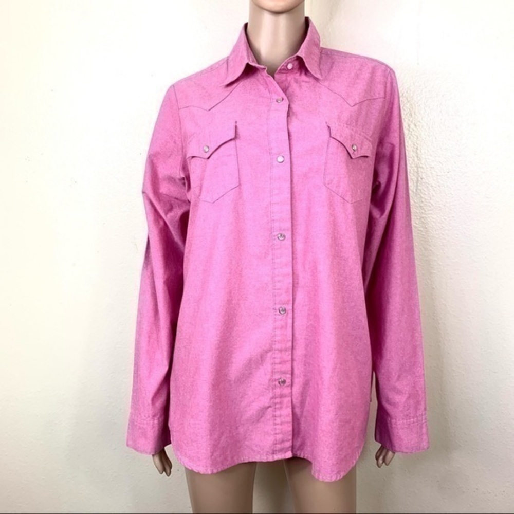 Wrangler Women’s Top shirt Buttons Down Pink L